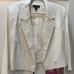Halogen Women's Pinstripe Blazer in White